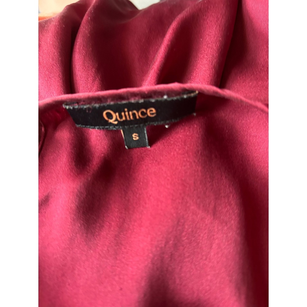 Quince Womens Silk Spandex Short Sleeve Blouse Burgundy Red Keyhole Top Size S - Picture 6 of 6